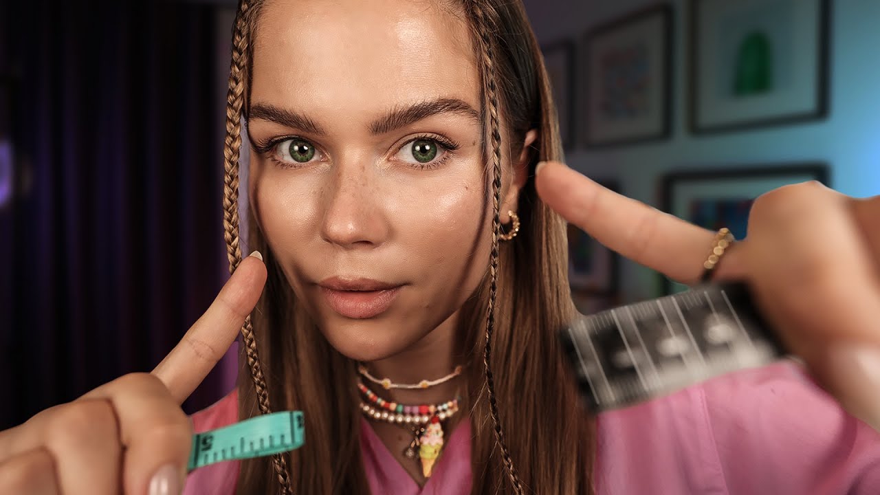ASMR Giving Your Face a Golden Ratio. Dermatologist RP(Face Measuring, Drawing, Face Exam, Fillings)