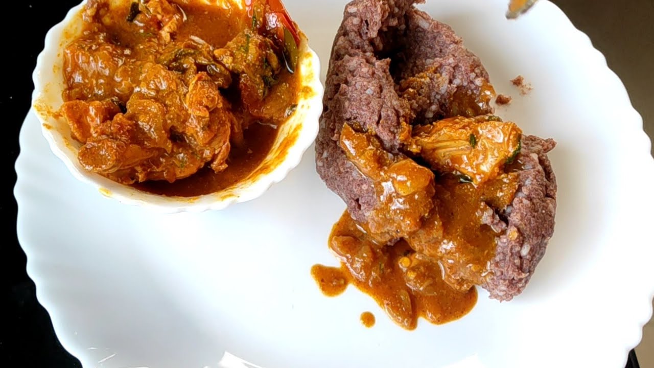 village style ragi mudde and chicken curry😋ragi mudde(finger millets balls) traditional recipe