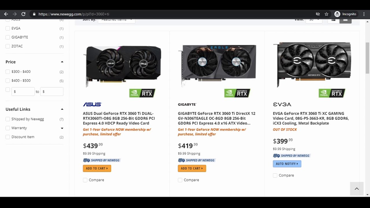 3060 Ti out of stock instantly on newegg