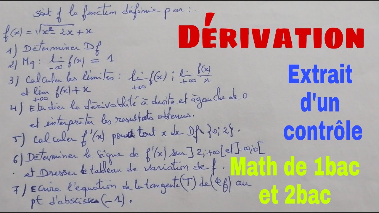 derivation....math du 1bac et 2bac