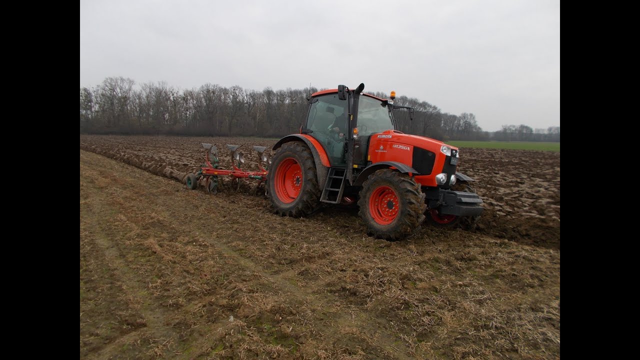 Kubota M135GX + Kverneland 150 B Variomat Szántás/Orka/Ploughing {2014} HD