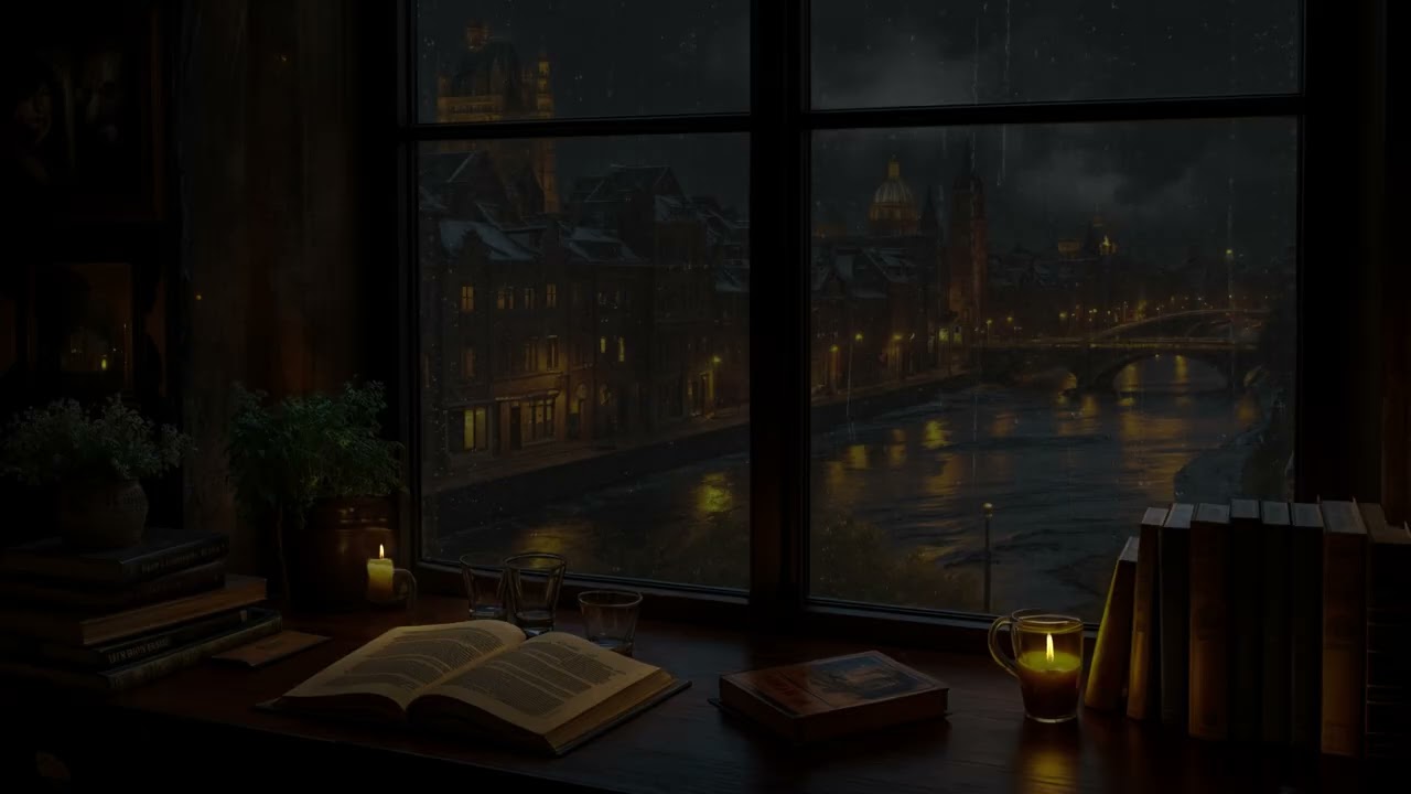 👉 Rain Over Old City Streets 🌧️ Cozy Window Night Ambience for Focus, Study & Calm