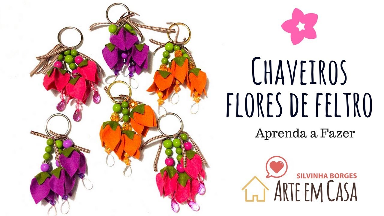 Faça Fácil Chaveiros de Flores de Feltro, modelo Brinco de Princesa