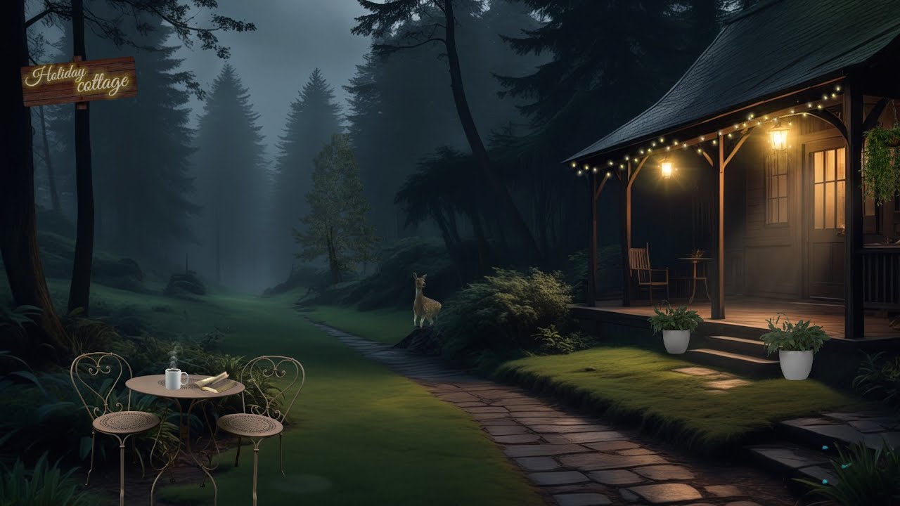 Let's relax in a cozy hillside cabin on a beautiful misty morning ☕ | Breeze, morning birds sounds