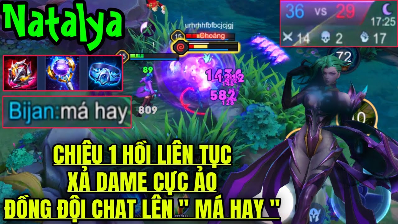 NATALYA Liên Quân || Trang Bị và Bảng Ngọc Mạnh Nhất Chiêu 1 Dùng Liên Tục khiến Đồng Đội Chat HAY