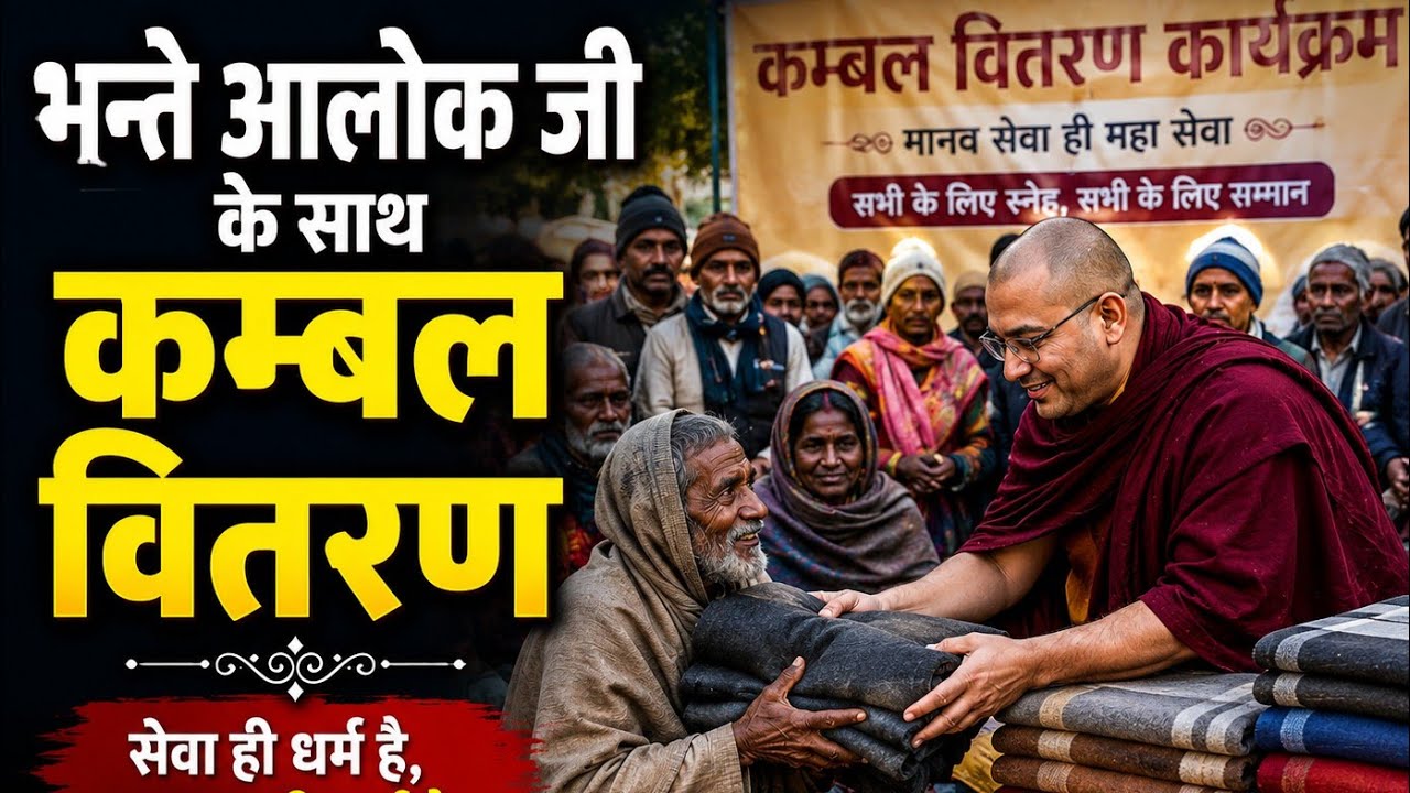 आलोक भंते जी के साथ  कम्बल ,कॉपी एवम चॉकलेट का वितरण किया गया #donation #buddhism #buddhist #kambal