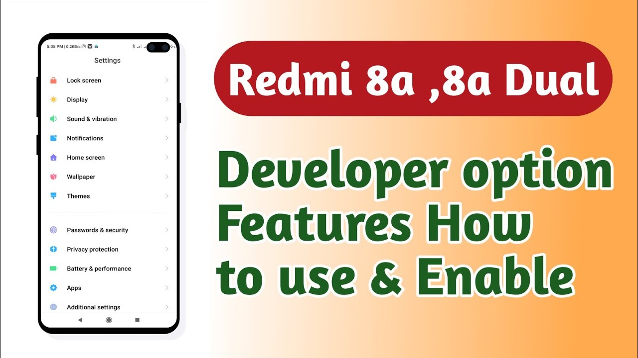 Redmi 8a , 8a Dual , Developer option features explain How to use and Enable
