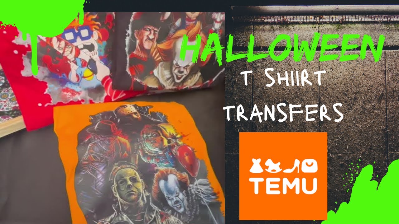 VLOGTOBER DAY 15 TEMU HALLOWEEN TSHIRT TRANSFERS