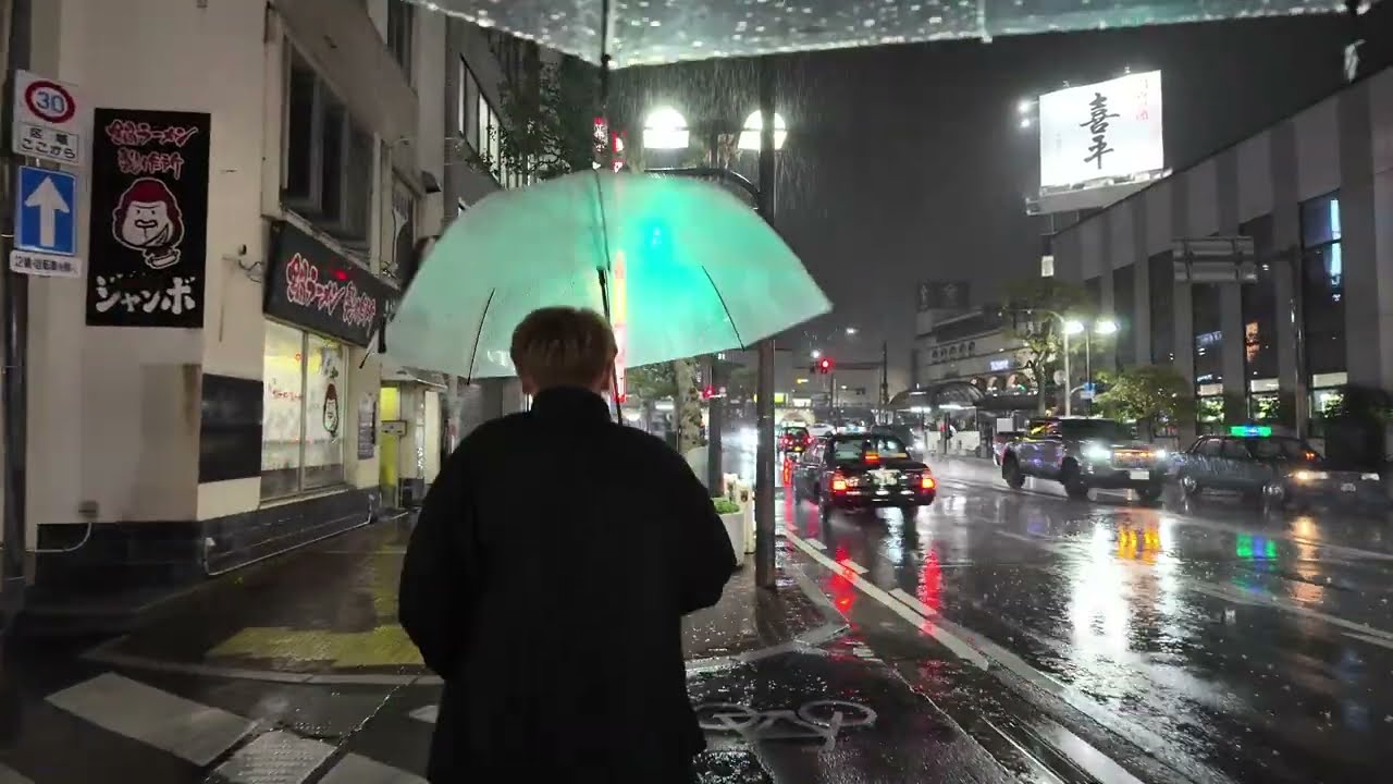 [4K] Rainy Evening Walk around Kurashiki ASMR Walking Tour