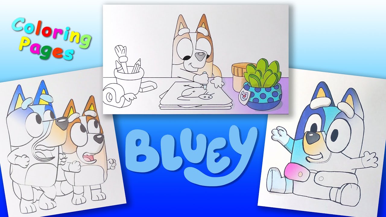 Bluey and Bingo Coloring For kids Part 3. Bluey Preschool Coloring Pages with Disney Junior