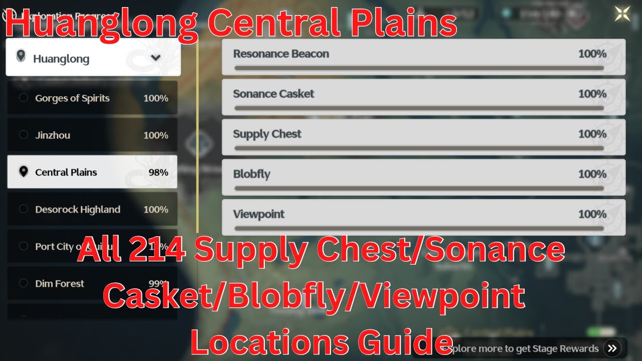 Central Plains All 214 Supply Chest/Sonance Casket/Blobfly/Viewpoint Locations【Wuthering Waves 1.0】