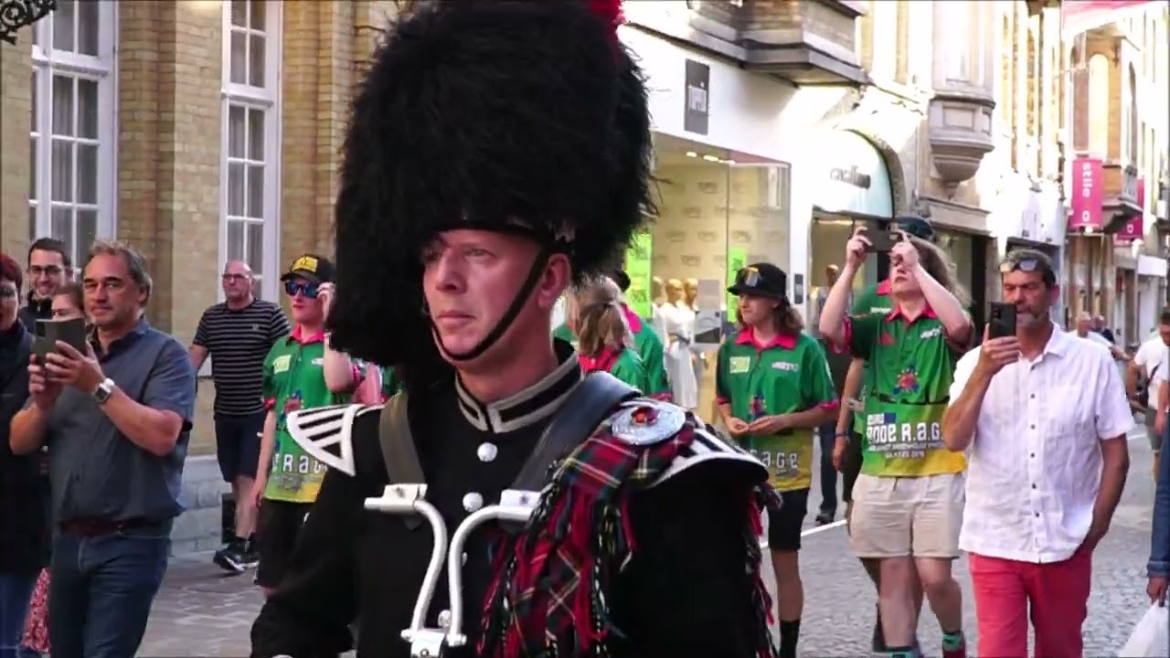 Marching up to the Menin Gate. Ypres. Belgium. 9th July 2022
