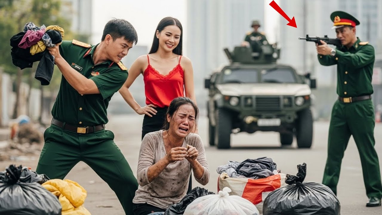 Thiếu Tá Vứt Quần Áo Người Vợ Ra Bãi Rác Để Đón Tiểu Tam Về, 10 Phút Sau Bố Vợ Bước Xuống Từ Xe Công