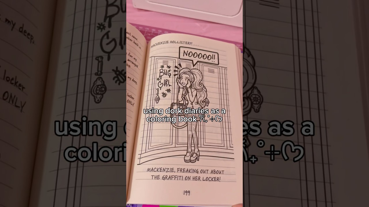 color a dork diaries page with me 𐙚₊˚⊹#dorkdiaries#sanrio#hellokitty #diy#craft#papercraft#asmr#art