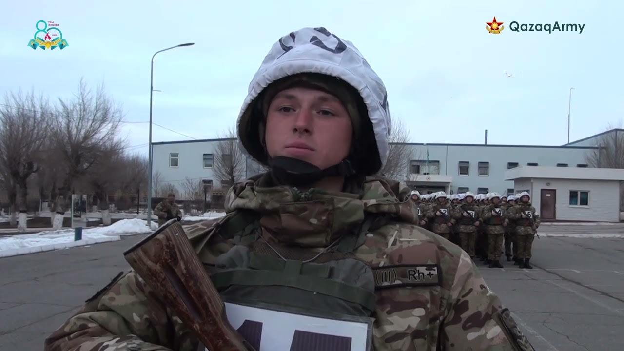 Сарыөзектегі 12740 әскери бөлімнің сарбаздары Ұлы Жеңістің 80-жылдығына арналған парадқа дайындалуда