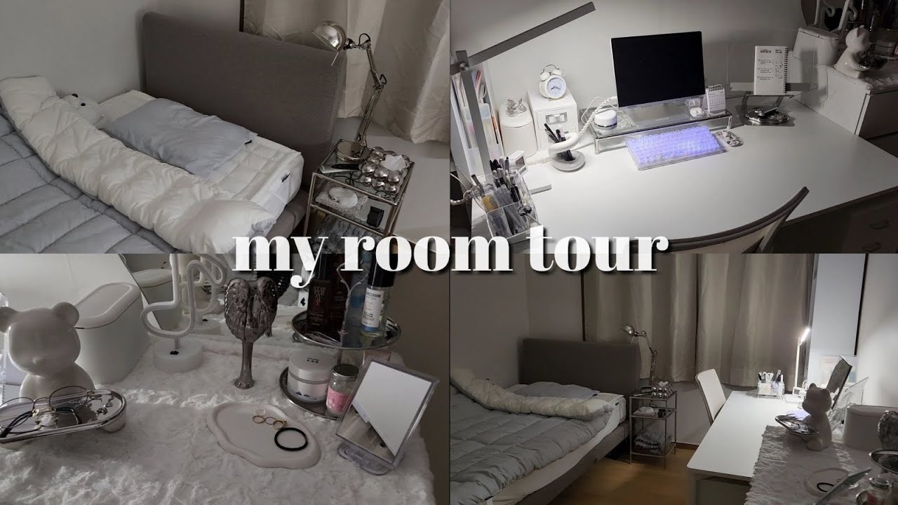 my room tour☁️ 고1 평범한 학생의 룸투어 방소개 영상 | 무채색 브이로그 | 무채색 책상 | 데스크테리어 | 화이트테리어