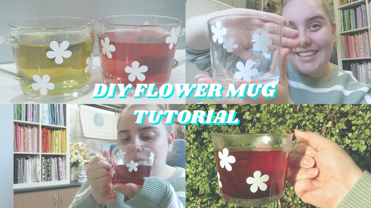 DIY FLOWER GLASS MUG- cricut DIY project, gift idea, vinyl ideas, crafty small business owner vlog