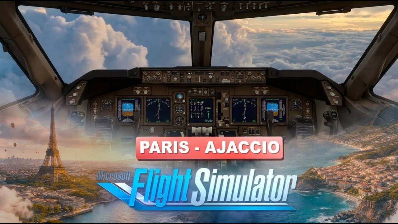Paris CDG - Ajaccio LFKJ Boeing 747 vol complet en temps r&eacute;el