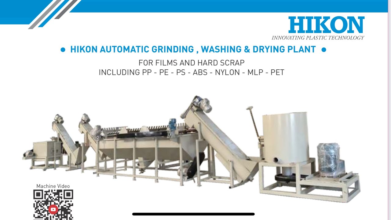 Complete plastic recycling project - grinding , washing & drying auto line , extruder.