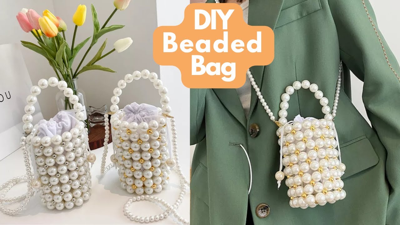 DIY VINTAGE PEARLS BEADED BAG // HOW TO MAKE PEARLS BUCKET BEADED BAG // BEGINNER FRIENDLY