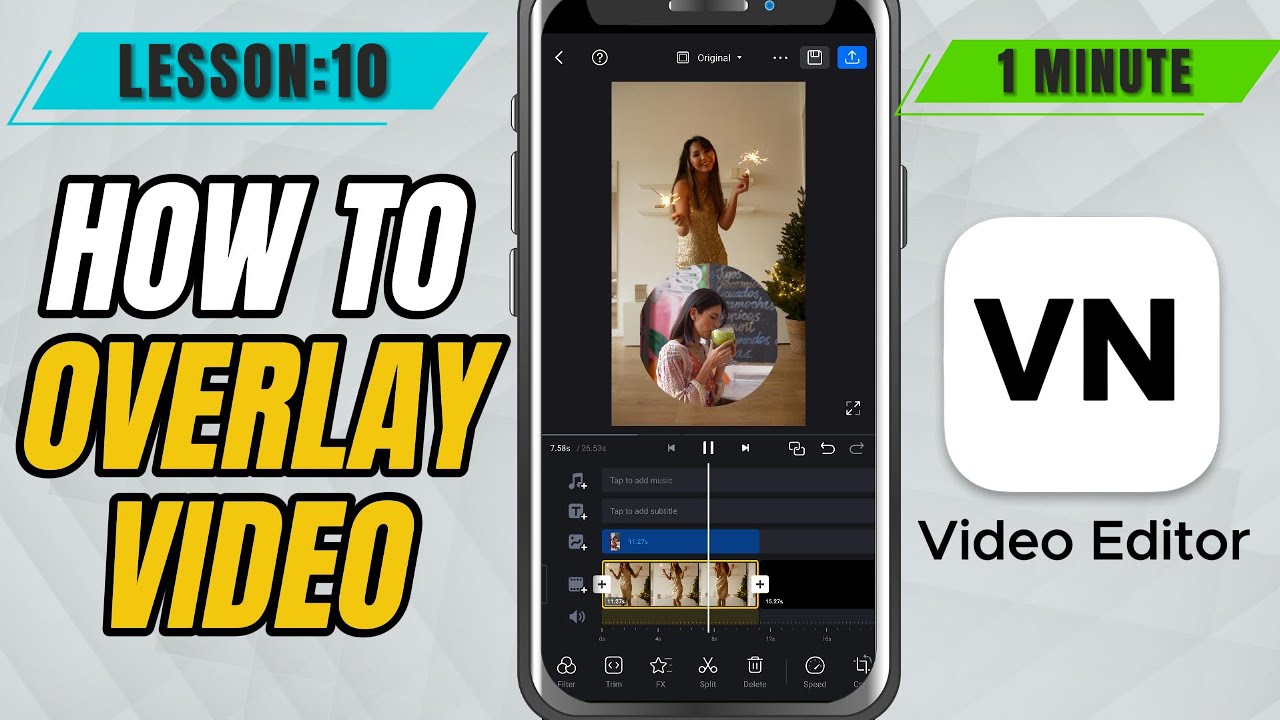 How to Overlay Picture in Picture in VN Video Editor Mobile - Lesson 10 VN Video Editor Tutorial