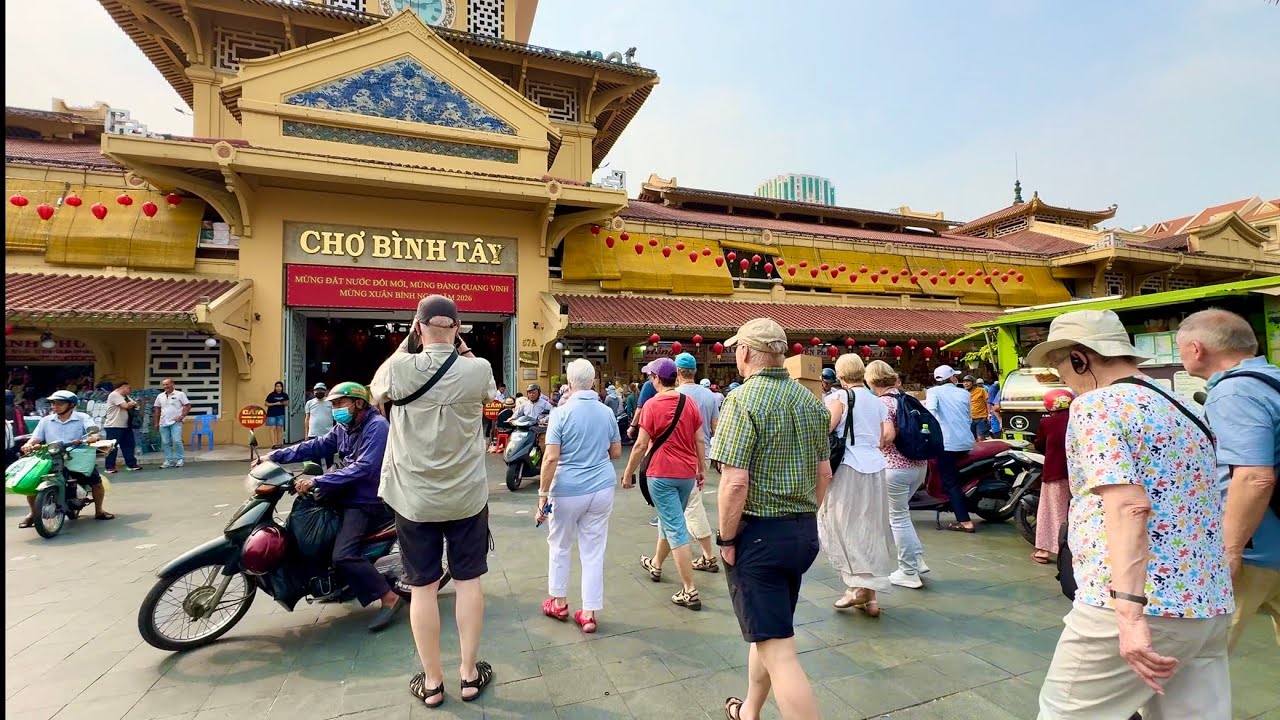 A tourist attraction for foreign visitors: Binh Tay Market, Saigon, Vietnam.