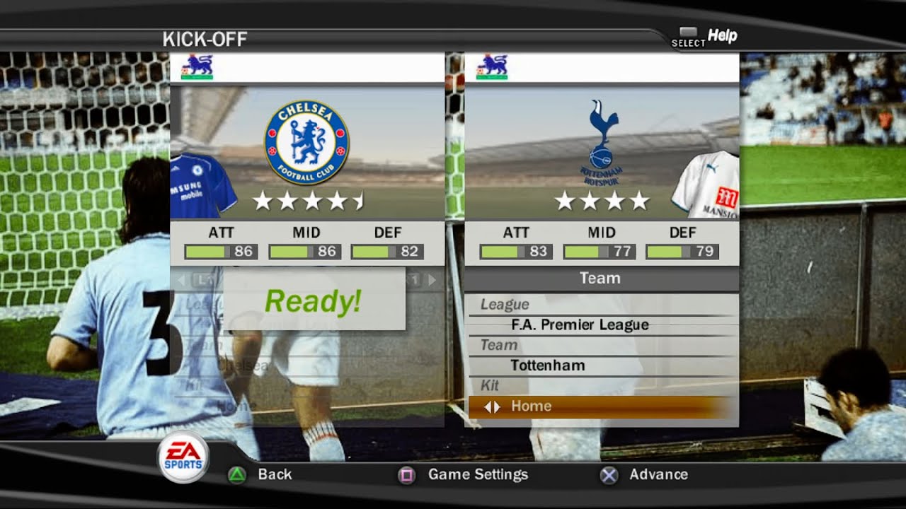 Геймплей FIFA 07 (PS2) — «Челси» против «Тоттенхэма»