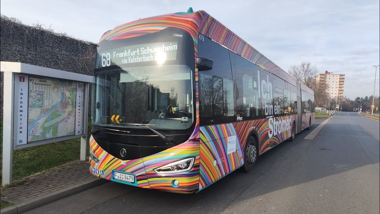 Linie 68 Kelsterbach- Schwanheim mit Elektro Bus Irizer
