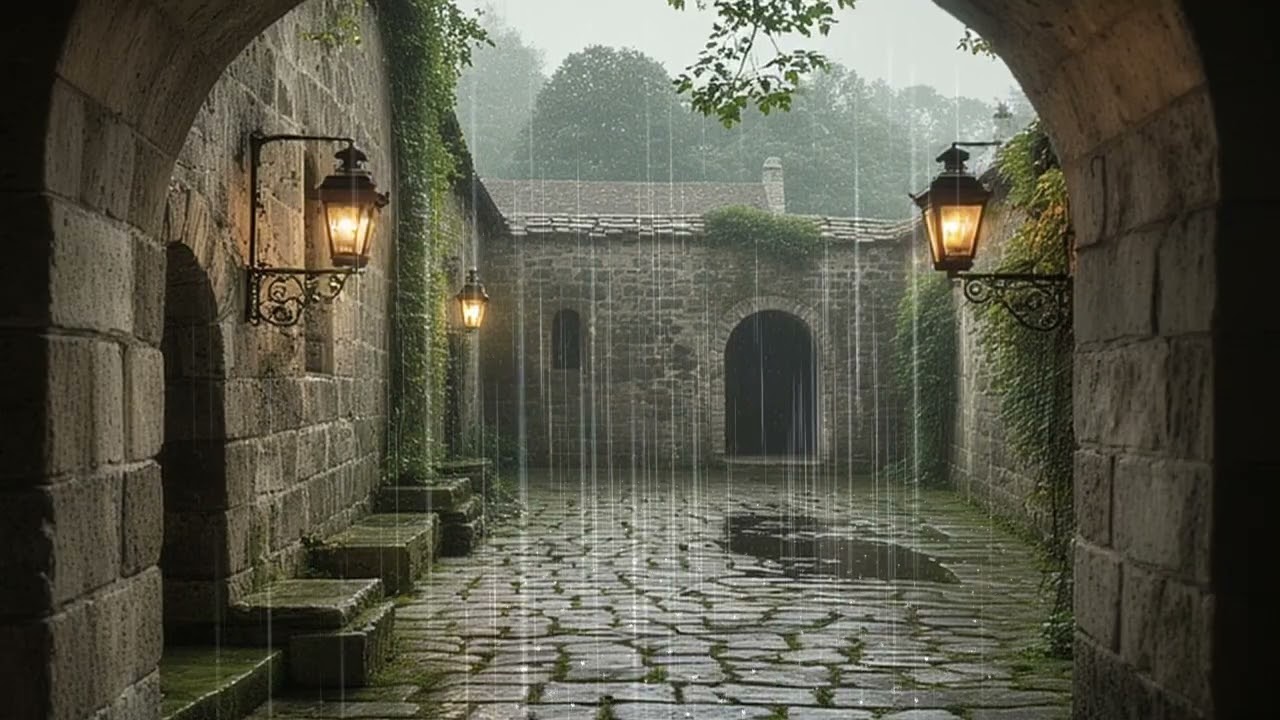 8 часов дождя в тихом дворике | Расслабьтесь, выспитесь и сосредоточьтесь