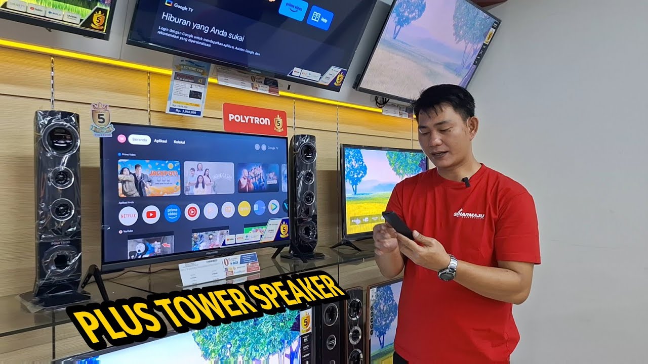 GOOGLE TV PLUS TOWER SPEAKER POLYTRON PLD 32TG9055, Smart TV 32 Inch Murah