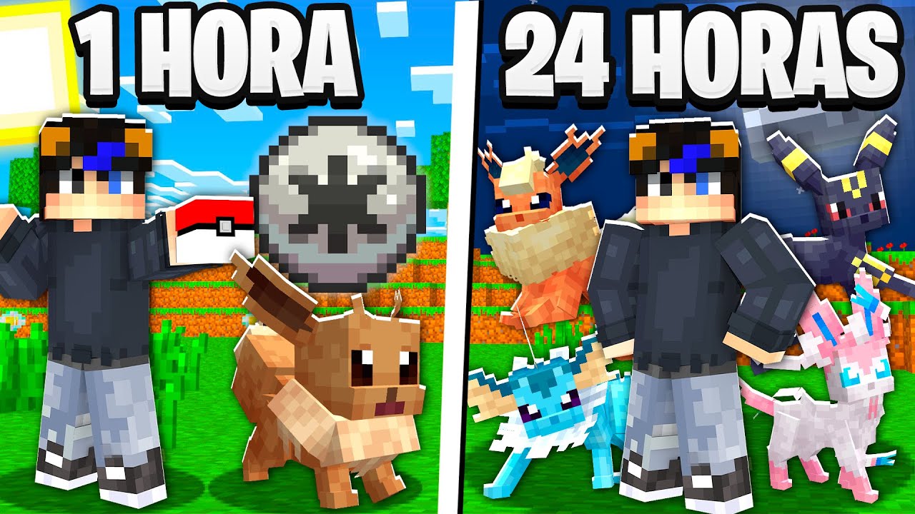 Pasé 24 Horas siendo Entrenador de EEVEE en Minecraft Cobblemon!