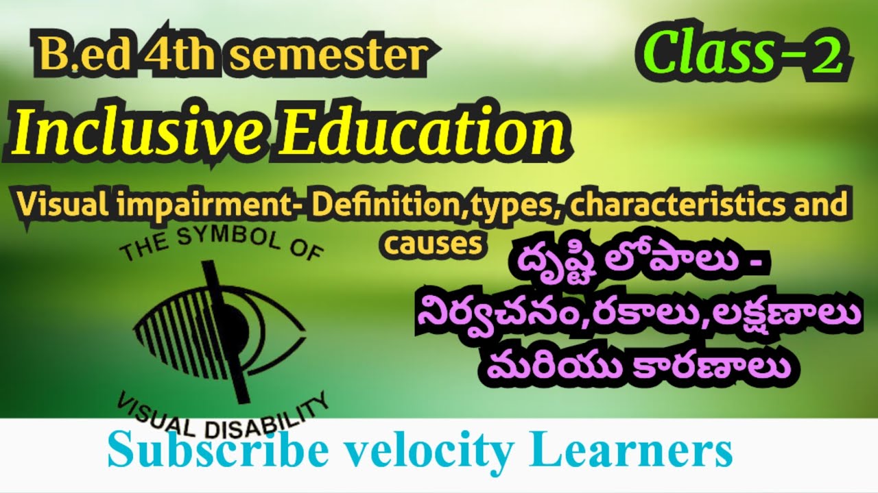B.ed- Visual impairement meaning,types, characteristics (Telugu Explanation)