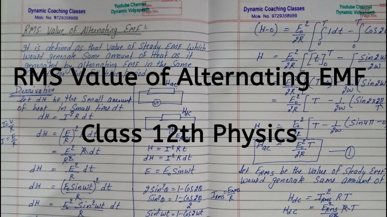 RMS Value of Alternating EMF, Chapter 7, Alternating Current, Class 12 Physics