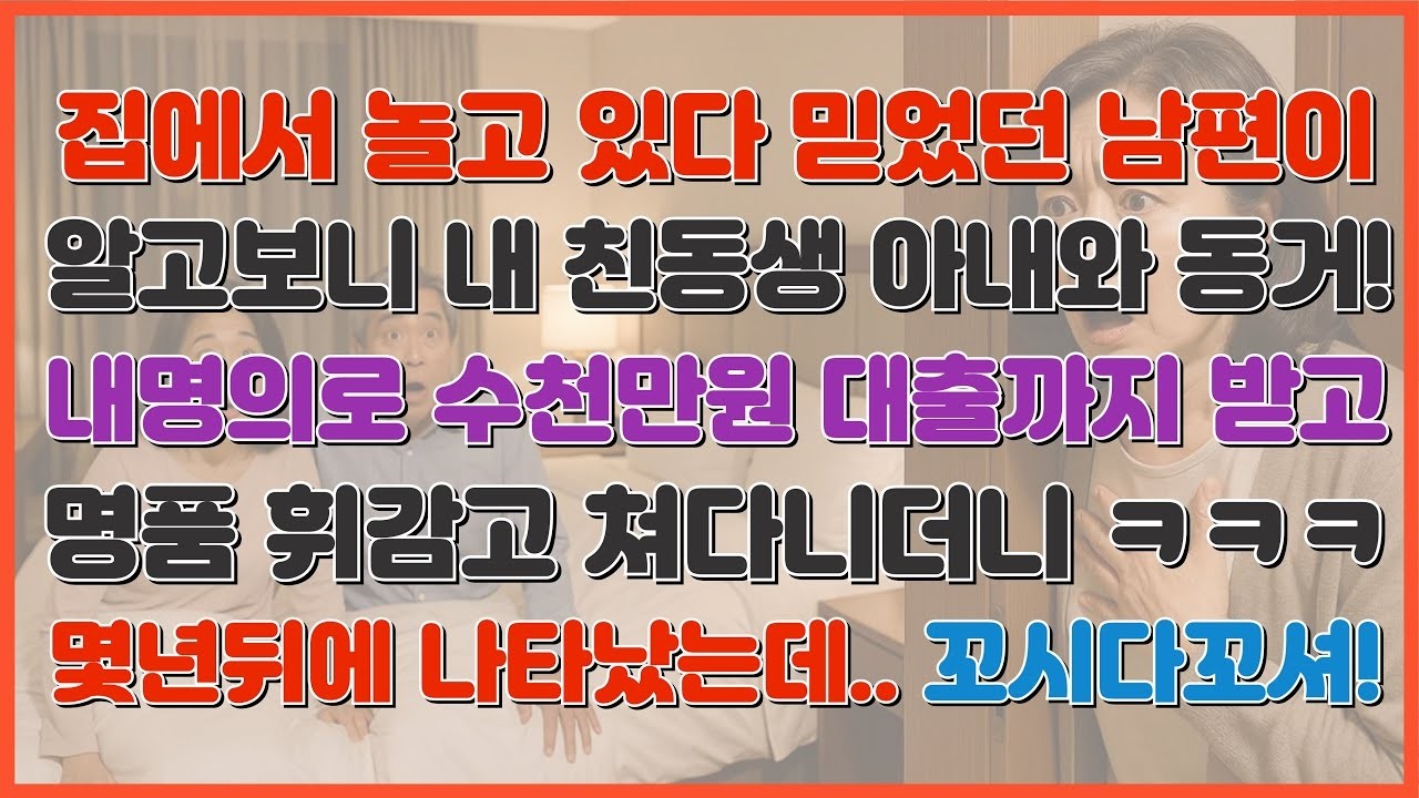신청사연 l 백수 남편인줄 알았는데 알고보니 내 친동생 아내와 동거하며 내 명의로 수천만원 대출빚까지 받아 명풍 사입고 다니더니,,인생 참 재미있네! #사연라디오 #사이다썰
