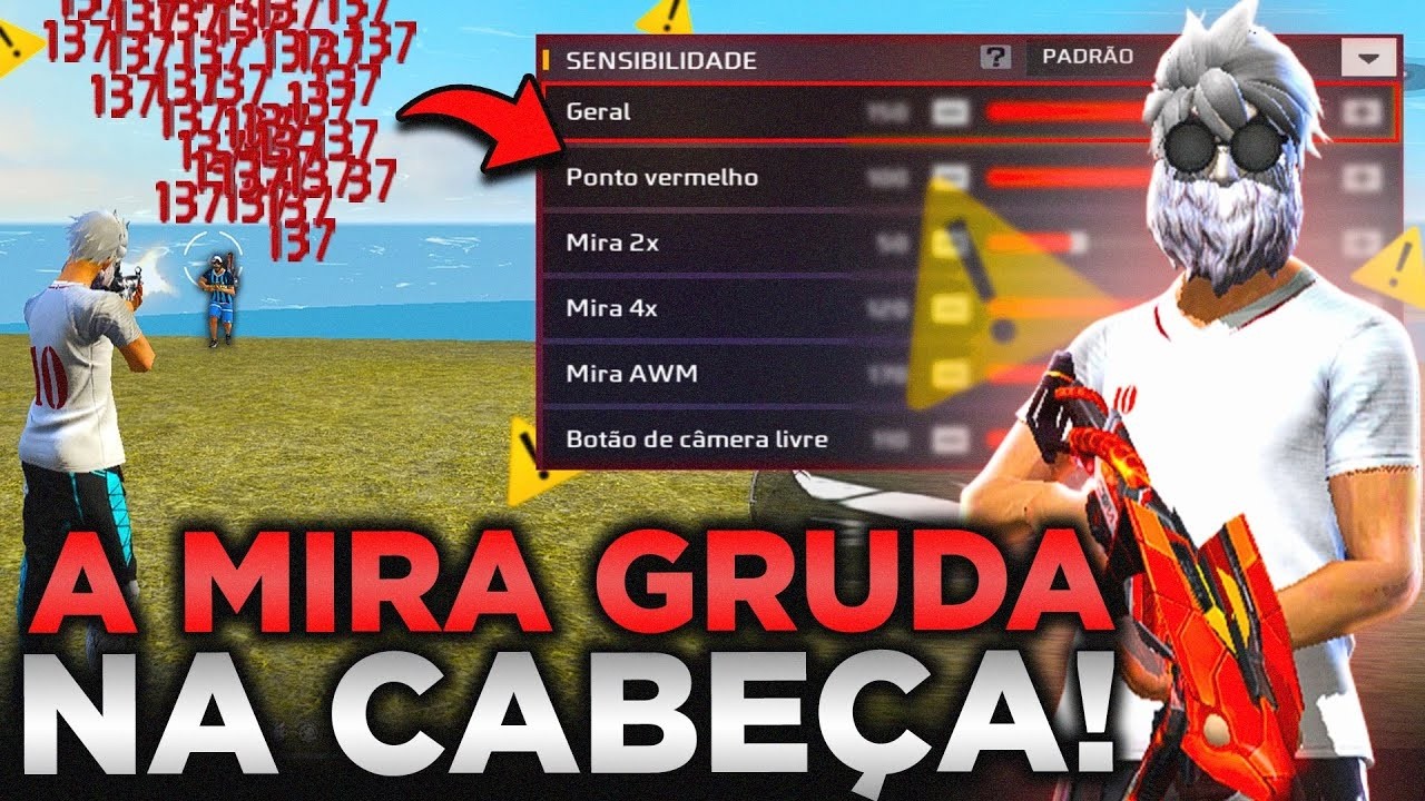 COMO FAZER A MIRA GRUDAR NA CABE&Ccedil;A COM TODOS OS CELULARES E TER A MELHOR SENSIBILIDADE DO FREE FIRE