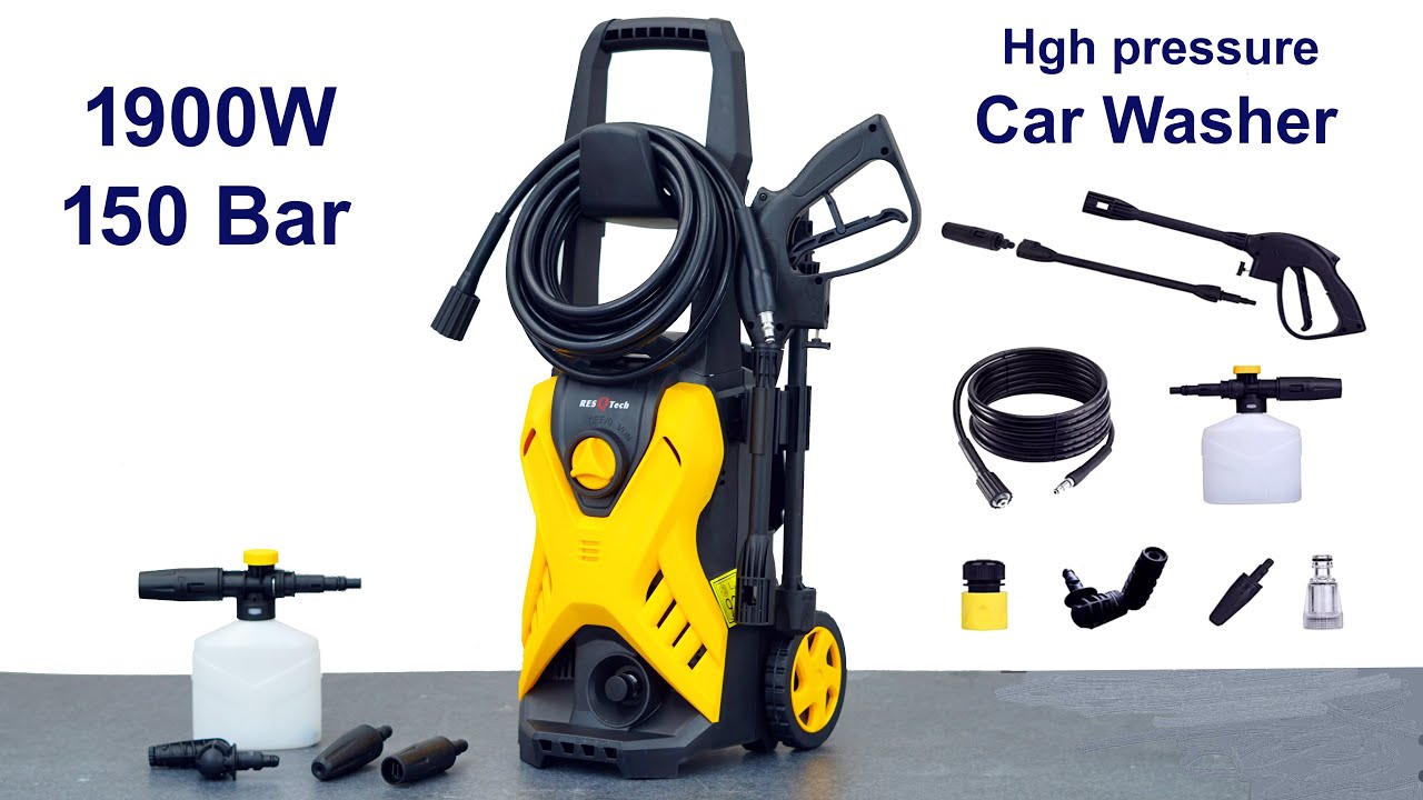 ResQTech 1900Watt 150Bar High Pressure Car Washer Unboxing and Test