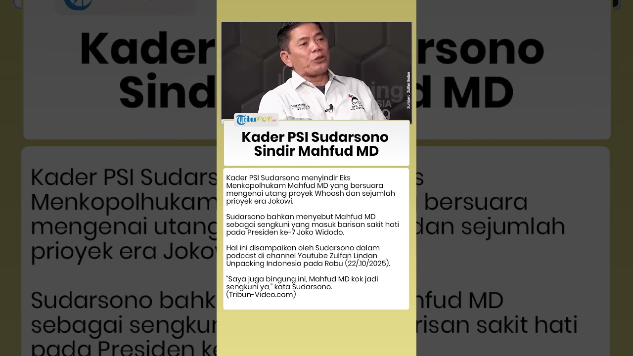 Kader PSI Sudarsono Sindir Mahfud MD, Sebut Sikapnya Mirip Sengkuni