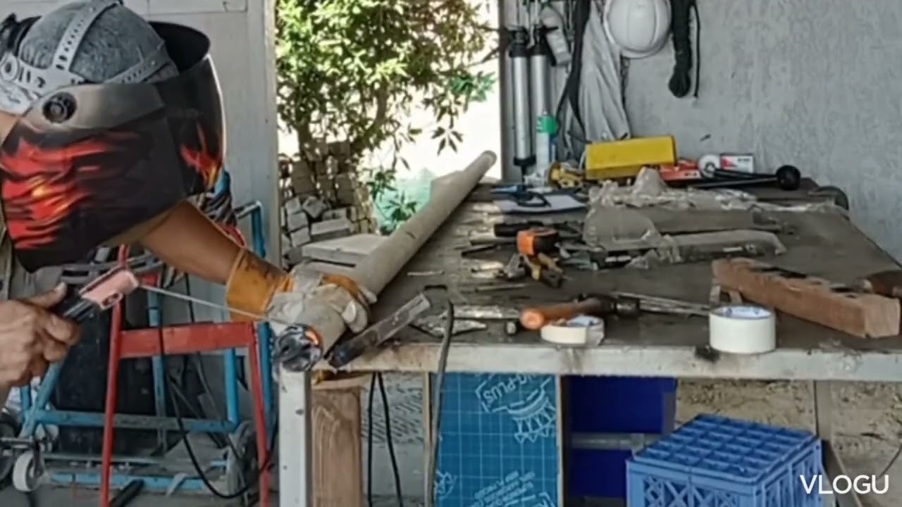 Tent parking canopy repaired