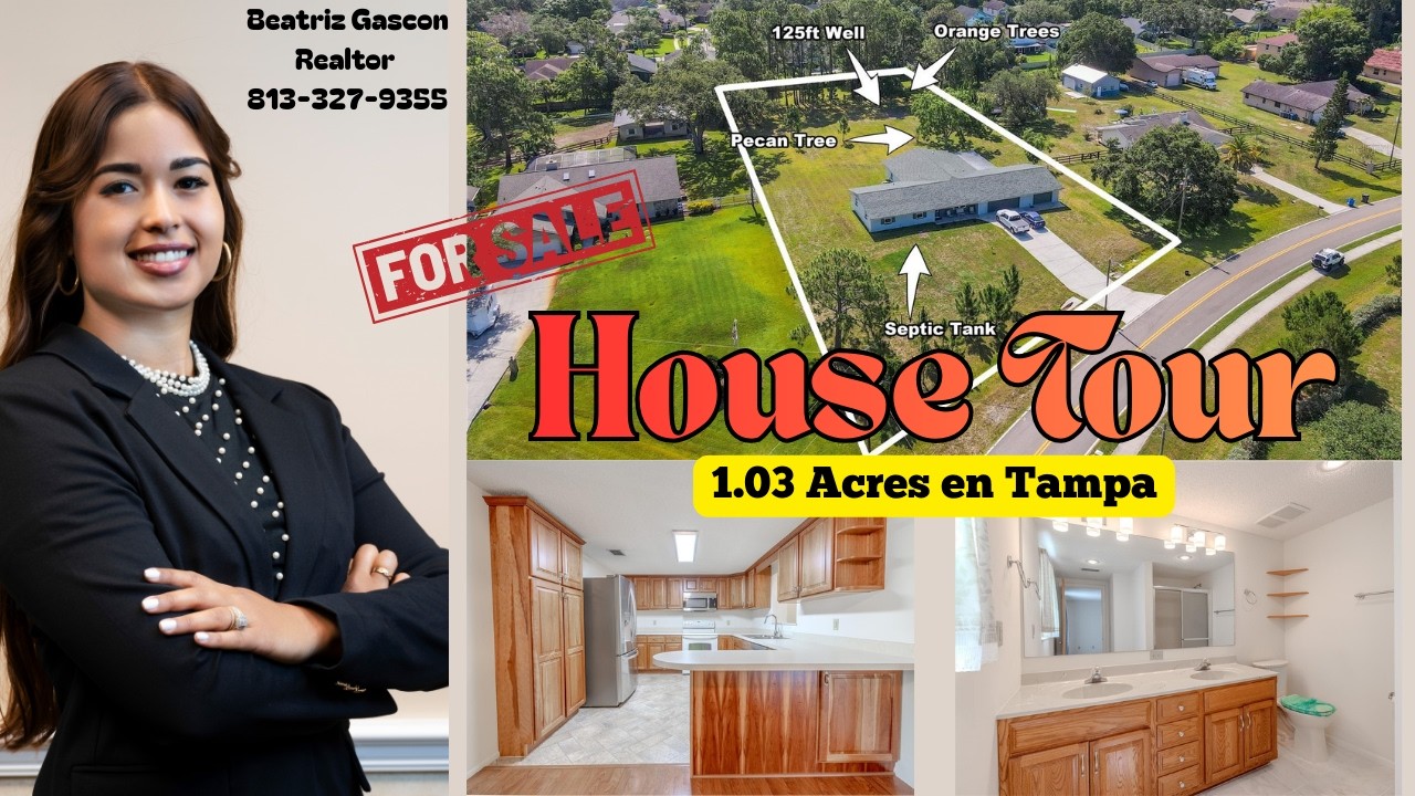 Mas de 1 Acre de Terreno en Tampa, propiedad con 5 cuartos y 3 baños.