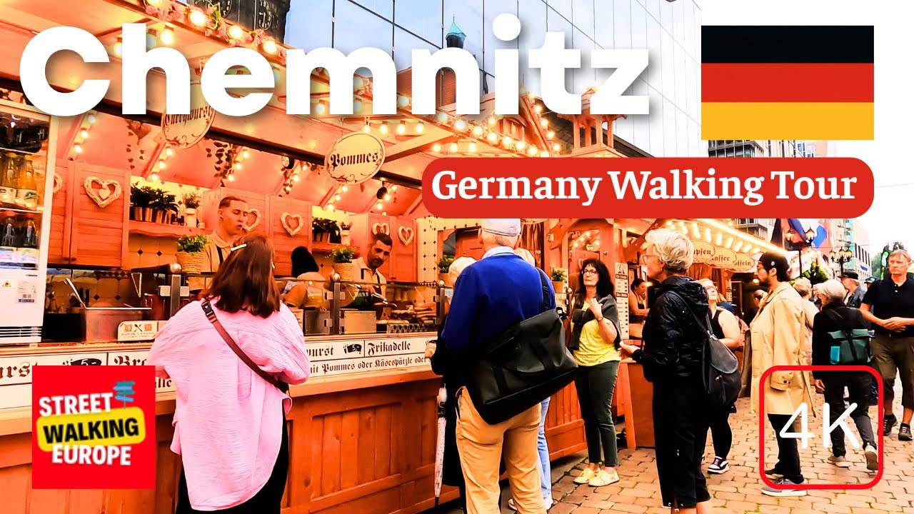 Chemnitz Germany 4K🍷🇩🇪 Walking Tour - Wine Festival Street Food