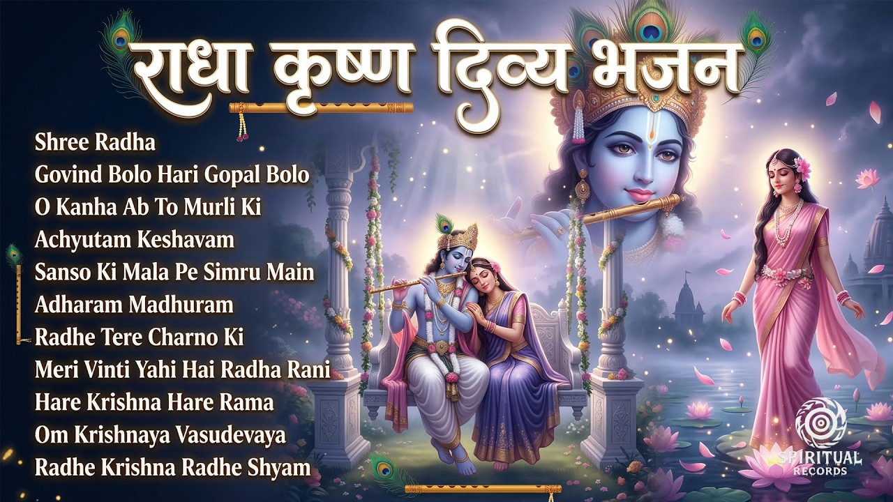 Radha Krishna Divine Bhajan Jukebox 🌸 Nonstop Krishna Bhajans | Peaceful Devotional Songs | 4K Video