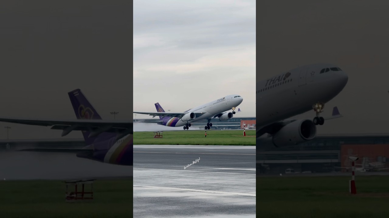 Thai Airways TakeOff | AirBus-330 | #shorts #trending #aviation #viralshorts #thailand #thaiairways