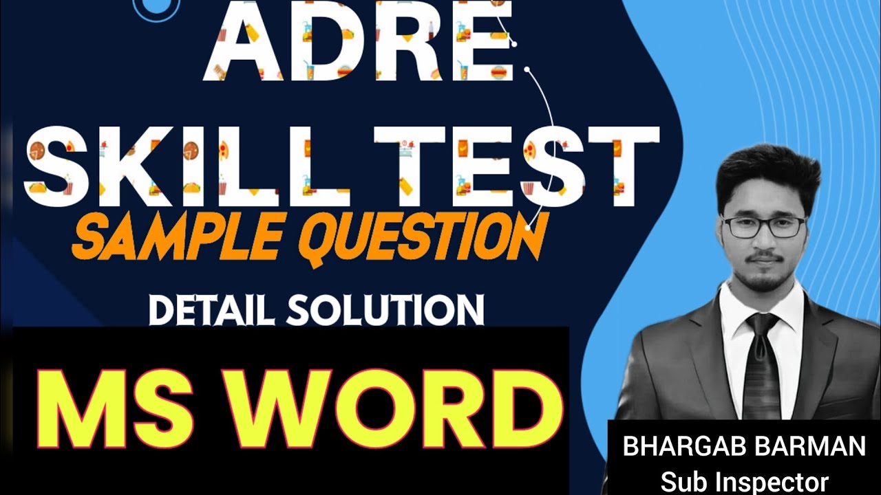 ADRE SKILL TEST SOLUTION| MS WORD| ADRE GRADE 3