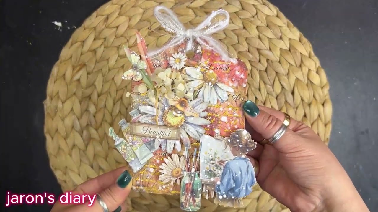 Vintage Journal 스탬페리아 우드태그4K ASMR #vintagejournal #alteredjournal #stamperia #tag #scrapbooking #취미