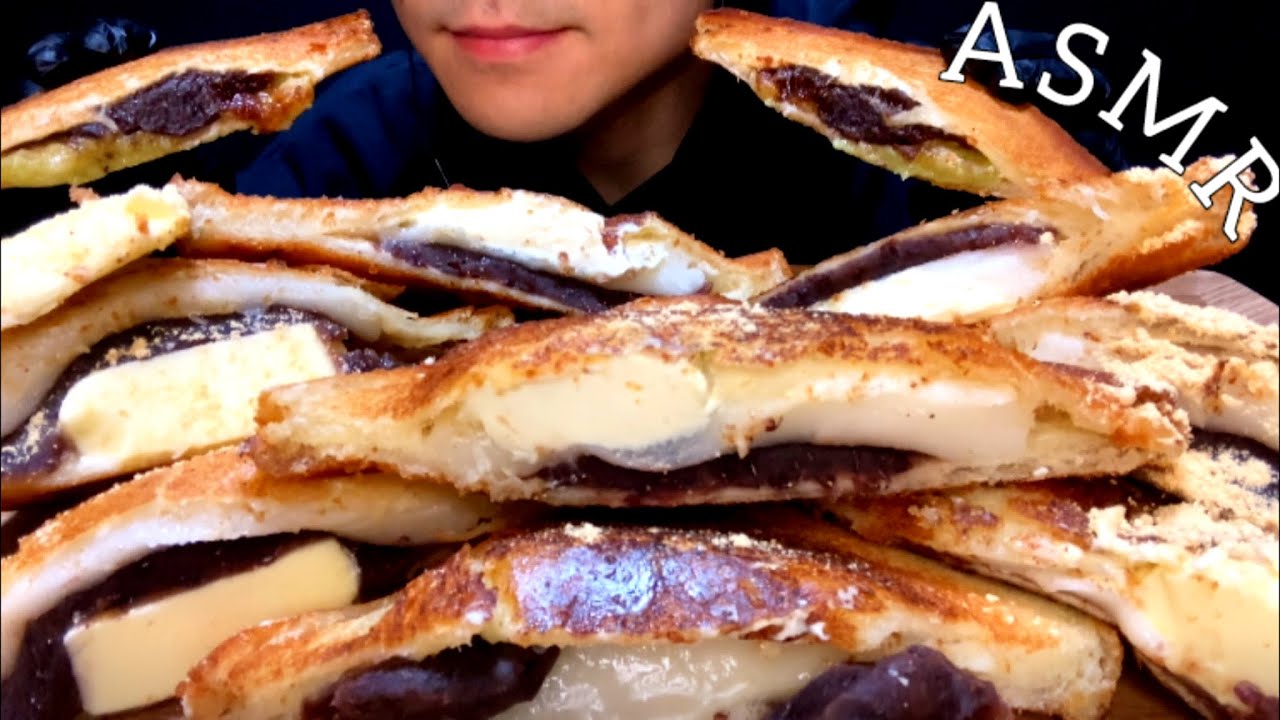 【咀嚼音】揚げあんこ餅サンド Fried red bean paste mochi sandwich/ASMR/EatingSounds/Mukbang/먹방