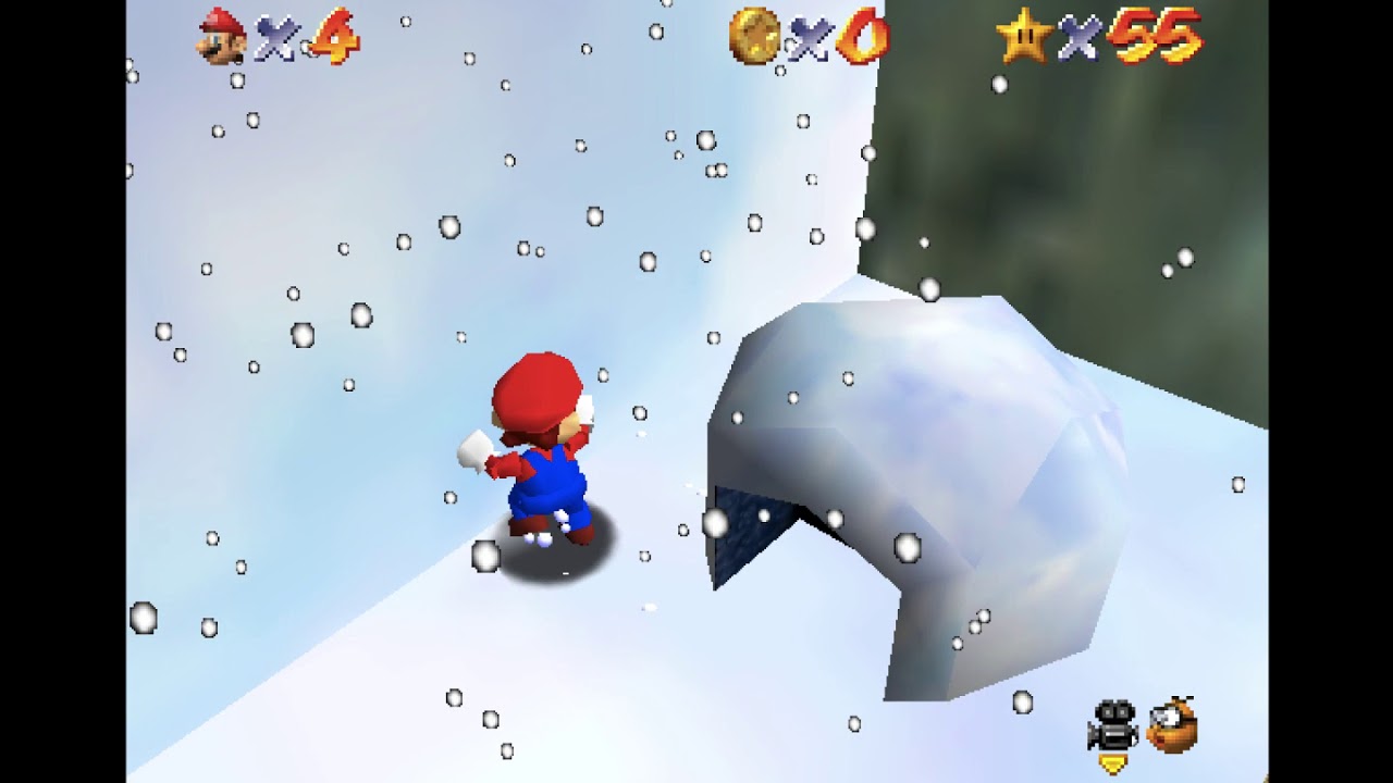 Super Mario 64 70 Star Speedrun Tutorial - Snowman's Land - Snowman's Big Head - Begginer