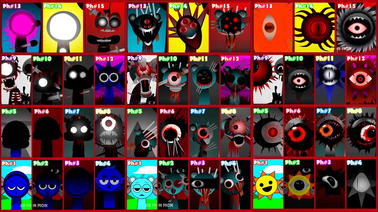 INCREDIBOX SPRUNKI  ALL PHASES From 1 - 15 | Live - 16 #incredibox #sprunki #sprunkimod