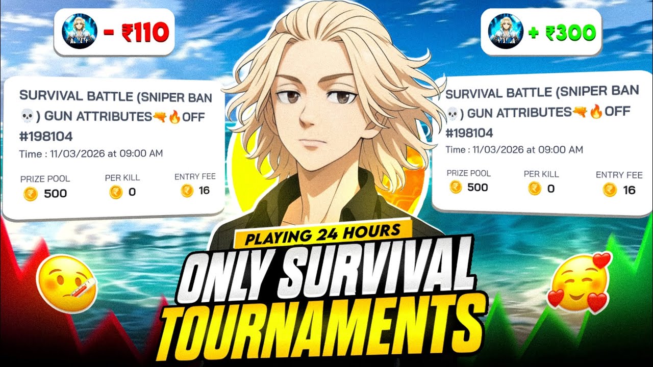 24 Hours 🕙 Only Survival Tournaments Challenge 🥶 | Profit Or Loss 🤯 ? 
