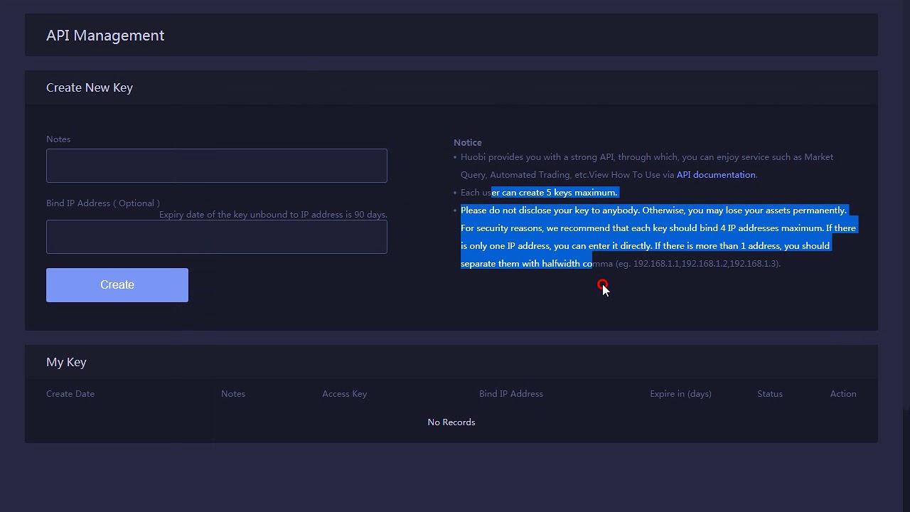 API Management huobipro