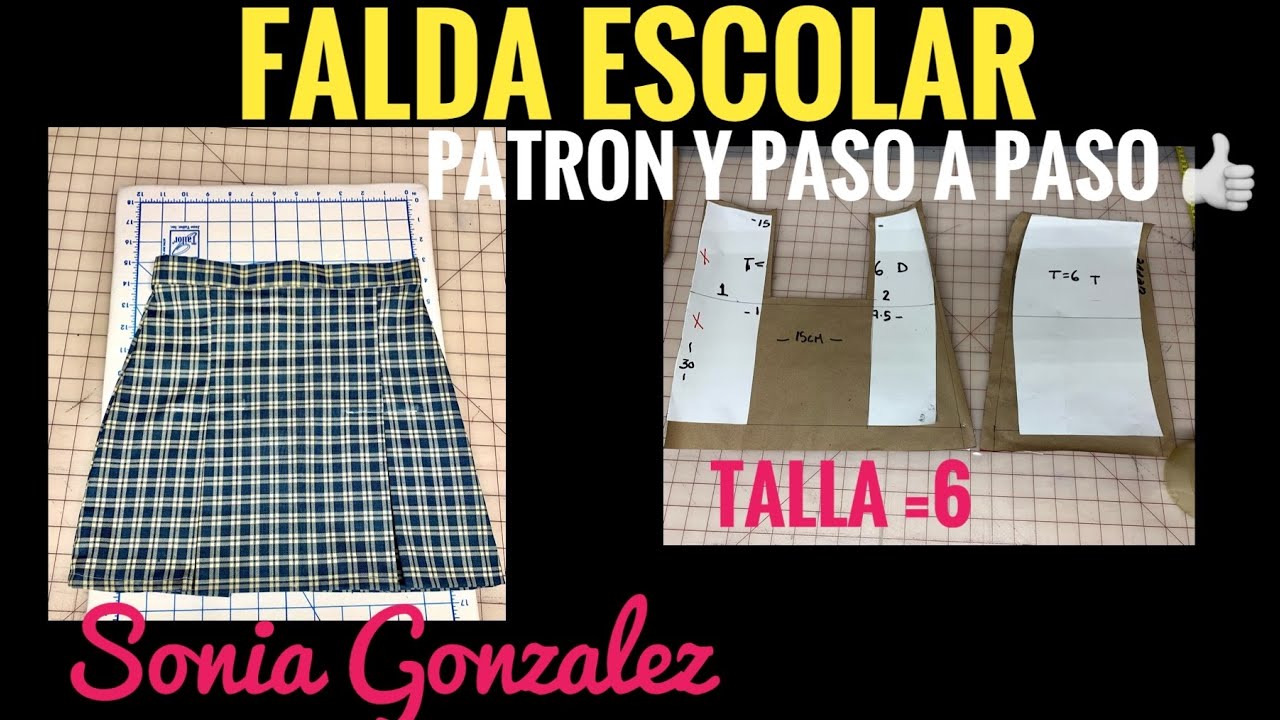 Falda Escolar talla=6 🤩patrón y paso a paso 👏👏🤩